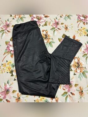 Stella Luce Black High-Rise Faux Leather Leggings Size Medium
